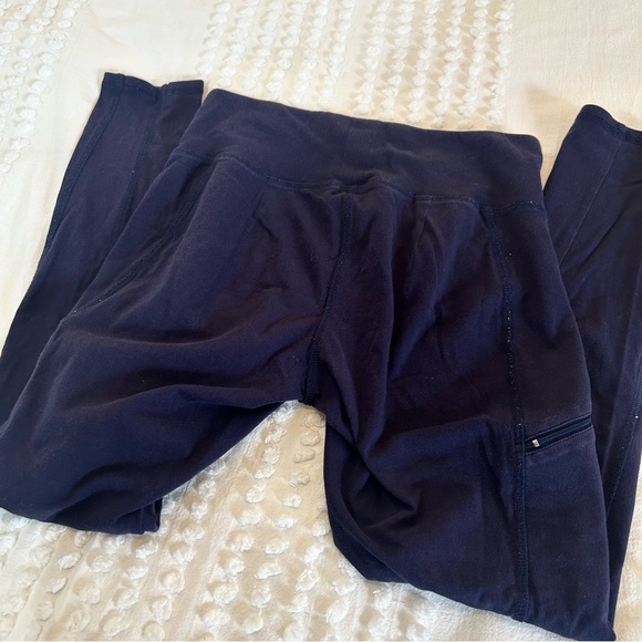 Eileen Fisher woman’s Navy Blue Organic Cotton Yoga Zippered Leggings Sz XS - Picture 3 of 8